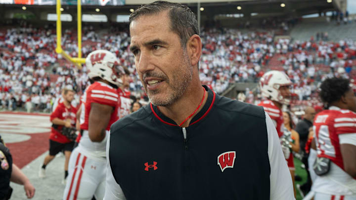 Wisconsin head coach Luke Fickell is shown after their game Saturday, September 6, 2025 at Camp Randall Stadium in Madison, Wisconsin. Wisconsin beat Middle Tennessee 42-10. Wisconsin head coach Luke Fickell is shown after their game Saturday, September 6, 2025 at Camp Randall Stadium in Madison, Wisconsin. Wisconsin beat Middle Tennessee 42-10.