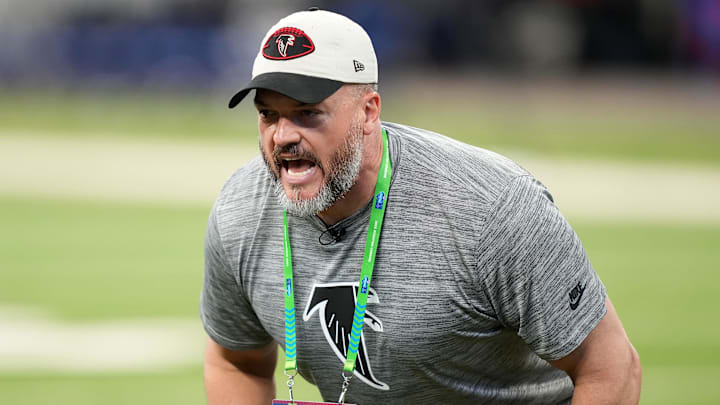 Mar 2, 2025; Indianapolis, IN, USA; Atlanta Falcons Dwayne Ledford during the 2025 NFL Combine at Lucas Oil Stadium. Mandatory Credit: Kirby Lee-Imagn Images