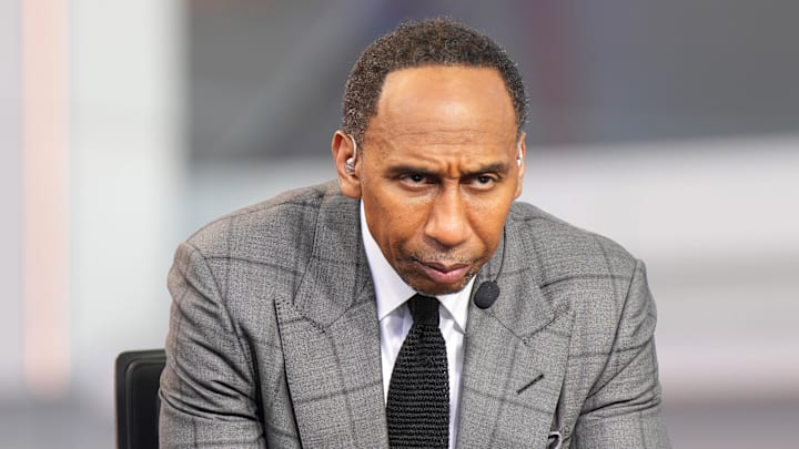Oct 23, 2024; Inglewood, California, USA; Stephen A. Smith (Stephen Smith) on the ESPN NBA Countdown live set at Intuit Dome. Mandatory Credit: Kirby Lee-Imagn Images Oct 23, 2024; Inglewood, California, USA; Stephen A. Smith (Stephen Smith) on the ESPN NBA Countdown live set at Intuit Dome. Mandatory Credit: Kirby Lee-Imagn Images