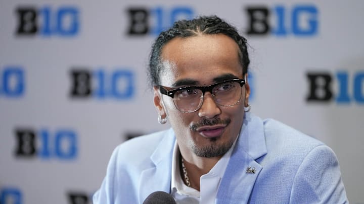 Jul 24, 2025; Las Vegas, NV, USA; UCLA quarterback Nico Iamaleava speaks to the media during the Big Ten NCAA college football media days at Mandalay Bay Resort. Mandatory Credit: Lucas Peltier-Imagn Images Jul 24, 2025; Las Vegas, NV, USA; UCLA quarterback Nico Iamaleava speaks to the media during the Big Ten NCAA college football media days at Mandalay Bay Resort. Mandatory Credit: Lucas Peltier-Imagn Images