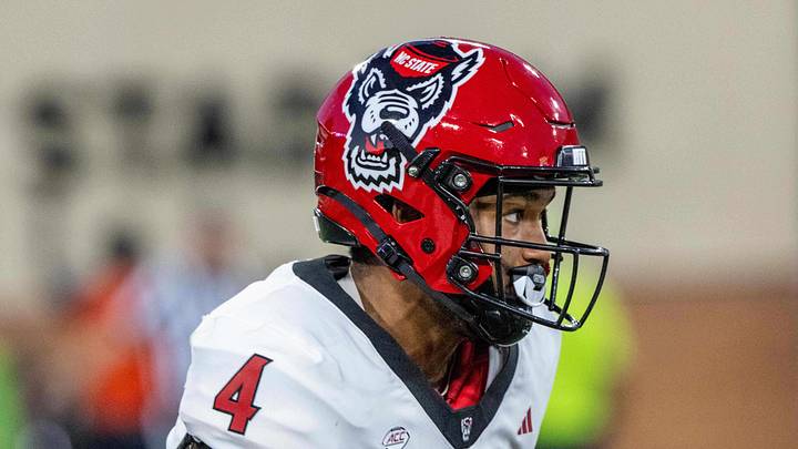 Sep 11, 2025; Winston-Salem, North Carolina, USA;  North Carolina State Wolfpack running back Jayden Scott (4) returns a kick in the first half against the Wake Forest Demon Deacons at Allegacy Federal Credit Union Stadium. Mandatory Credit: Luke Jamroz-Imagn Images