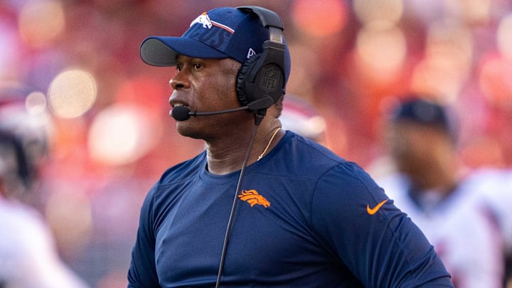 August 19, 2023; Santa Clara, California, USA; Denver Broncos defensive coordinator Vance Joseph during the second quarter against the San Francisco 49ers at Levi's Stadium. Mandatory Credit: Kyle Terada-Imagn Images August 19, 2023; Santa Clara, California, USA; Denver Broncos defensive coordinator Vance Joseph during the second quarter against the San Francisco 49ers at Levi's Stadium. Mandatory Credit: Kyle Terada-Imagn Images
