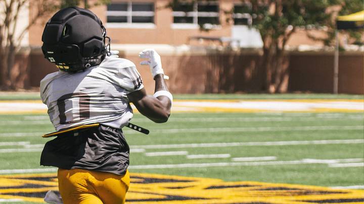 Southern Miss wide receiver Eelijah Singleton breaks loose for a big reception during Saturday's fall camp scrimmage.