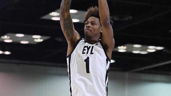 Team ELY guard Dink Pate (1) of the G League Ignite shoots the ball against Team BallIsLife during the G-League Next Up game at Indiana Convention Center. Team ELY guard Dink Pate (1) of the G League Ignite shoots the ball against Team BallIsLife during the G-League Next Up game at Indiana Convention Center.