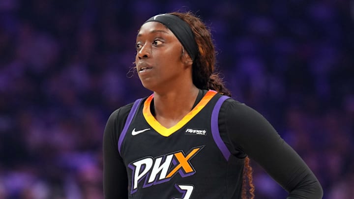 Oct 10, 2025; Phoenix, Arizona, USA; Phoenix Mercury guard Kahleah Copper (2) looks on against the Las Vegas Aces during the first half of game four of the 2025 WNBA Finals at Mortgage Matchup Center. Mandatory Credit: Joe Camporeale-Imagn Images