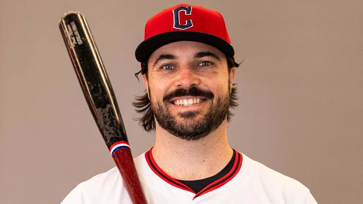 Feb 19, 2026; Goodyear, AZ, USA; Cleveland Guardians catcher Austin Hedges (27) during media day in Goodyear. Mandatory Credit: Arianna Grainey-Imagn Images Feb 19, 2026; Goodyear, AZ, USA; Cleveland Guardians catcher Austin Hedges (27) during media day in Goodyear. Mandatory Credit: Arianna Grainey-Imagn Images