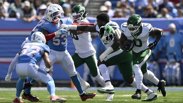 New York Jets running back Braelon Allen and offensive tackle Armand Membou