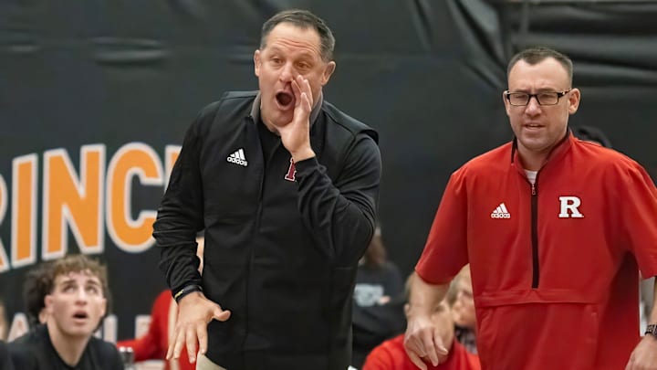 Rutgers Head Wrestling Coach Scott Goodale. Rutgers University Wrestling defeats Princeton 32-7 in Princeton NJ on December 8, 2024.