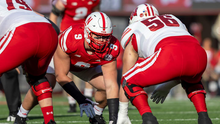 Nebraska defensive lineman Ty Robinson lines up for a play against Wisconsin.