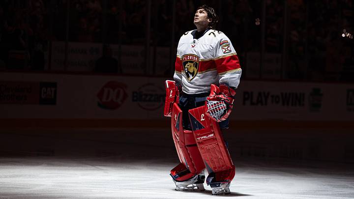 Apr 4, 2026; Pittsburgh, Pennsylvania, USA; Florida Panthers goalie Sergei Bobrovsky (72) looks on against the Pittsburgh Penguins before the first period at PPG Paints Arena. Mandatory Credit: Mark Alberti-Imagn Images Apr 4, 2026; Pittsburgh, Pennsylvania, USA; Florida Panthers goalie Sergei Bobrovsky (72) looks on against the Pittsburgh Penguins before the first period at PPG Paints Arena. Mandatory Credit: Mark Alberti-Imagn Images