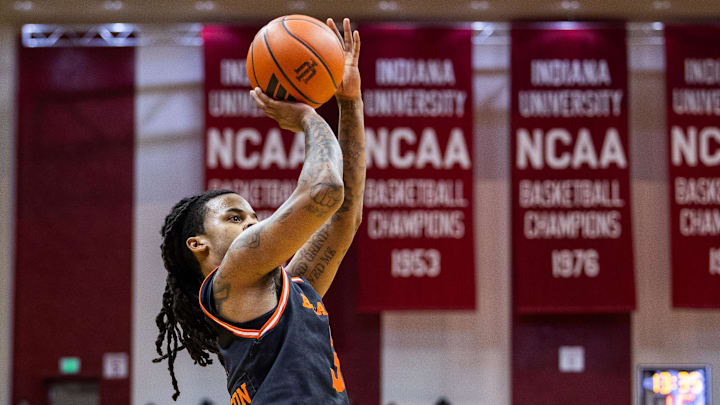 Sam Houston State Bearkats guard Lamar Wilkerson (3) shoots the ball  in the second half against the Indiana Hoosiers at Simon Skjodt Assembly Hall.