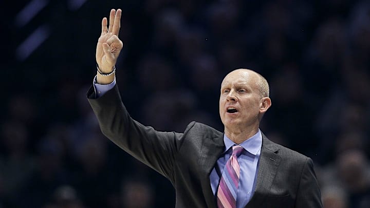 Xavier Musketeers head coach Chris Mack calls out a play in the first half of the NCAA Big East