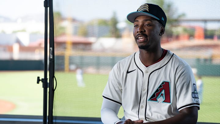 Gino Groover gives an interview during the Arizona Fall League media day at Scottsdale Stadium on Oct. 4, 2024, in Scottsdale, Arizona. Gino Groover gives an interview during the Arizona Fall League media day at Scottsdale Stadium on Oct. 4, 2024, in Scottsdale, Arizona.