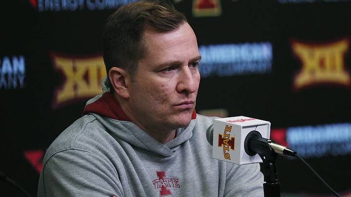 Iowa State men's basketball head coach Iowa State Cyclones men's basketball head coach T. J. Otzelberger talks to media after NCAA men's basketball selection show at Hilton Coliseum on Sunday, March 17, 2024, in Ames, Iowa Iowa State men's basketball head coach Iowa State Cyclones men's basketball head coach T. J. Otzelberger talks to media after NCAA men's basketball selection show at Hilton Coliseum on Sunday, March 17, 2024, in Ames, Iowa