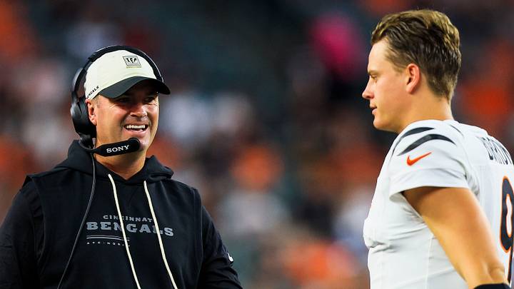 Aug 13, 2026; Cincinnati, Ohio, USA; Cincinnati Bengals head coach Zac Taylor and quarterback Joe Burrow (9) during a stop in play in the first half against the Detroit Lions at Paycor Stadium. Mandatory Credit: Katie Stratman-Imagn Images Aug 13, 2026; Cincinnati, Ohio, USA; Cincinnati Bengals head coach Zac Taylor and quarterback Joe Burrow (9) during a stop in play in the first half against the Detroit Lions at Paycor Stadium. Mandatory Credit: Katie Stratman-Imagn Images