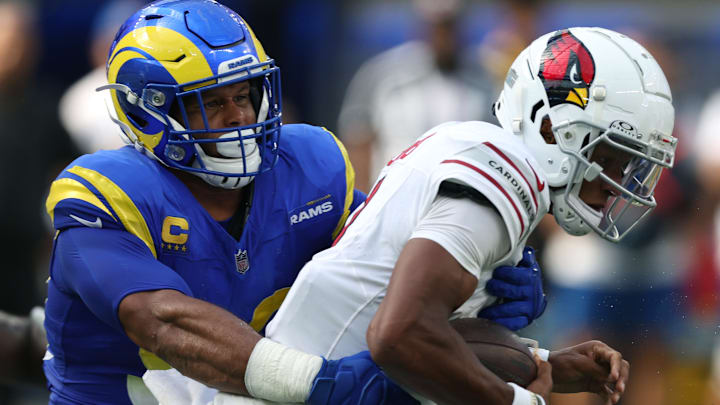 Arizona Cardinals v Los Angeles Rams. Aaron Donald, Joshua Dobbs