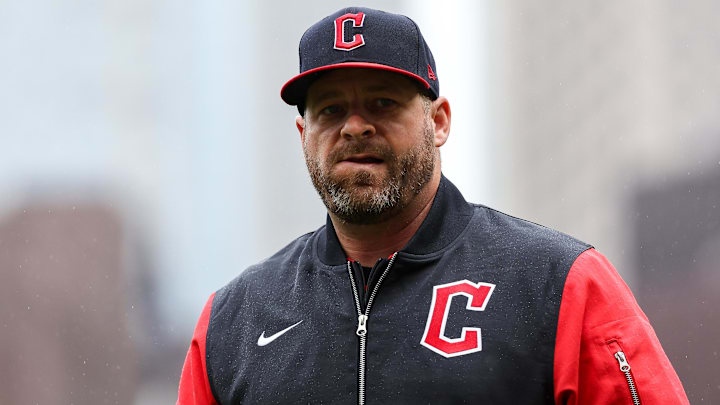 May 21, 2025; Minneapolis, Minnesota, USA; Cleveland Guardians manager Stephen Vogt (12) looks on before the first game of a doubleheader against the Minnesota Twins at Target Field. Mandatory Credit: Matt Krohn-Imagn Images May 21, 2025; Minneapolis, Minnesota, USA; Cleveland Guardians manager Stephen Vogt (12) looks on before the first game of a doubleheader against the Minnesota Twins at Target Field. Mandatory Credit: Matt Krohn-Imagn Images