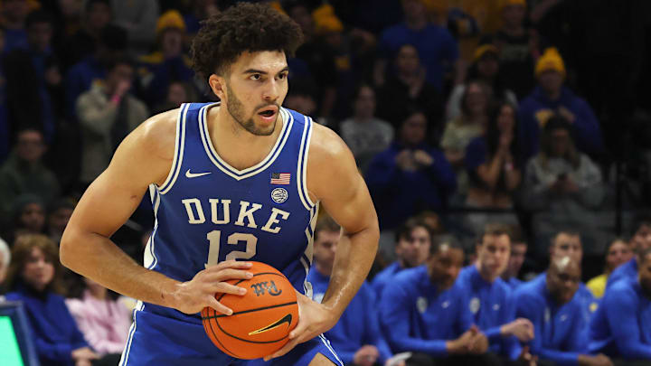 Feb 10, 2026; Pittsburgh, Pennsylvania, USA; Duke Blue Devils forward Cameron Boozer (12) handles the ball against the Pittsburgh Panthers during the first half . Feb 10, 2026; Pittsburgh, Pennsylvania, USA; Duke Blue Devils forward Cameron Boozer (12) handles the ball against the Pittsburgh Panthers during the first half .