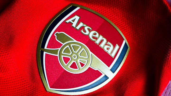 In this photo illustration a English Arsenal team logo sewn...