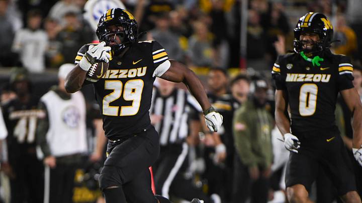 Missouri running back Ahmad Hardy (29) runs for yardage in the fourth quarter of a game against Mississippi State on Saturday Missouri running back Ahmad Hardy (29) runs for yardage in the fourth quarter of a game against Mississippi State on Saturday