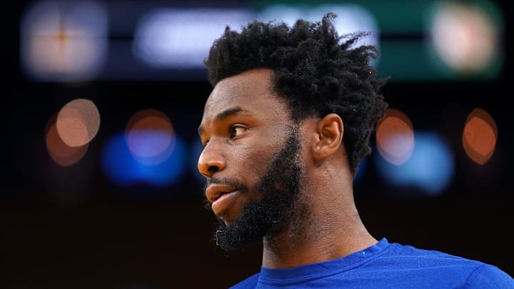 Jun 13, 2022; San Francisco, California, USA; Golden State Warriors forward Andrew Wiggins (22) looks on before game five of the 2022 NBA Finals against the Boston Celtics at Chase Center.