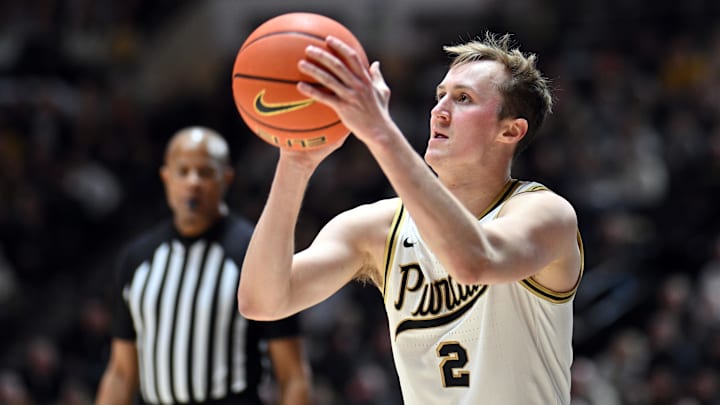 Purdue Boilermakers guard Fletcher Loyer (2) shoots the ball 