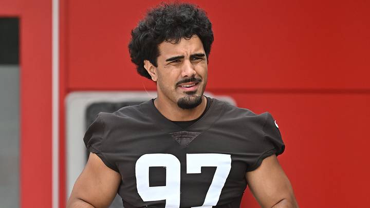Jun 11, 2026; Berea, OH, USA; Cleveland Browns defensive end Logan Fano (97) during minicamp at CrossCountry Mortgage Campus. Mandatory Credit: Ken Blaze-Imagn Images