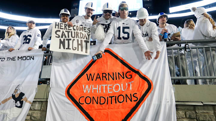 Penn State Nittany Lions fans prior to the game against the Washington Huskies at Beaver Stadium. 