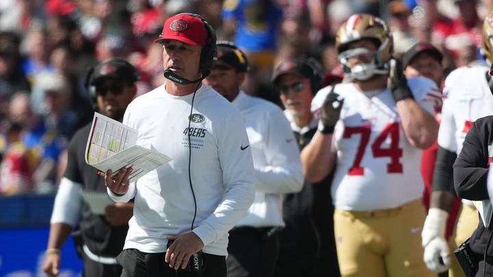 Sep 11, 2026; Melbourne, AUS; San Francisco 49ers head coach Kyle Shanahan in the first half at Melbourne Cricket Ground. Mandatory Credit: Kirby Lee-Imagn Images Sep 11, 2026; Melbourne, AUS; San Francisco 49ers head coach Kyle Shanahan in the first half at Melbourne Cricket Ground. Mandatory Credit: Kirby Lee-Imagn Images