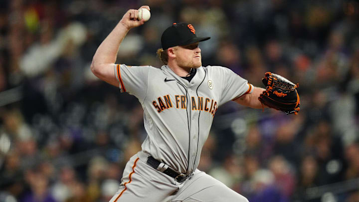 Sep 15, 2023; Denver, Colorado, USA; San Francisco Giants starting pitcher Logan Webb (62) delivers
