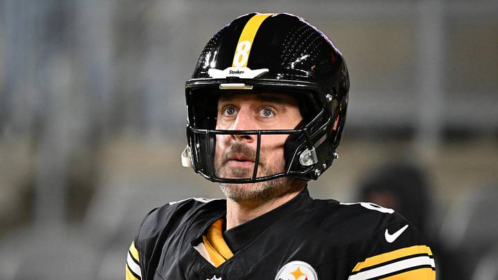 Jan 12, 2026; Pittsburgh, PA, USA; Pittsburgh Steelers quarterback Aaron Rodgers (8) warms up before an AFC Wild Card Round game against the Houston Texans at Acrisure Stadium. Mandatory Credit: Barry Reeger-Imagn Images