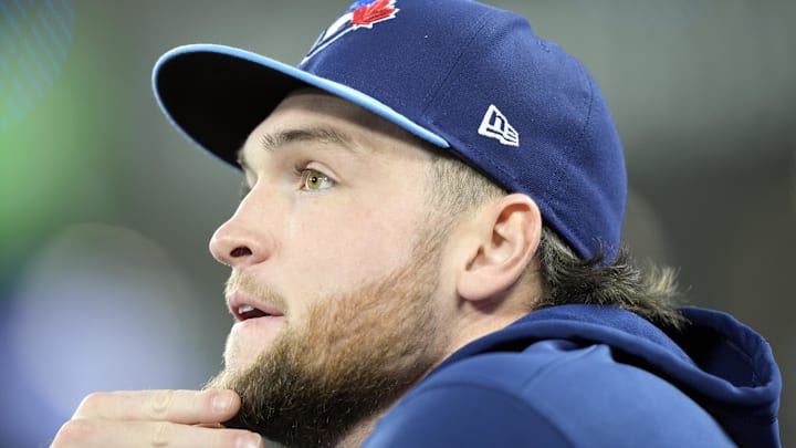 Oct 31, 2025; Toronto, Ontario, CAN; Toronto Blue Jays pitcher Trey Yesavage (39) looks on before game six of the 2025 MLB World Series against the Los Angeles Dodgers at Rogers Centre. Mandatory Credit: John E. Sokolowski-Imagn Images Oct 31, 2025; Toronto, Ontario, CAN; Toronto Blue Jays pitcher Trey Yesavage (39) looks on before game six of the 2025 MLB World Series against the Los Angeles Dodgers at Rogers Centre. Mandatory Credit: John E. Sokolowski-Imagn Images