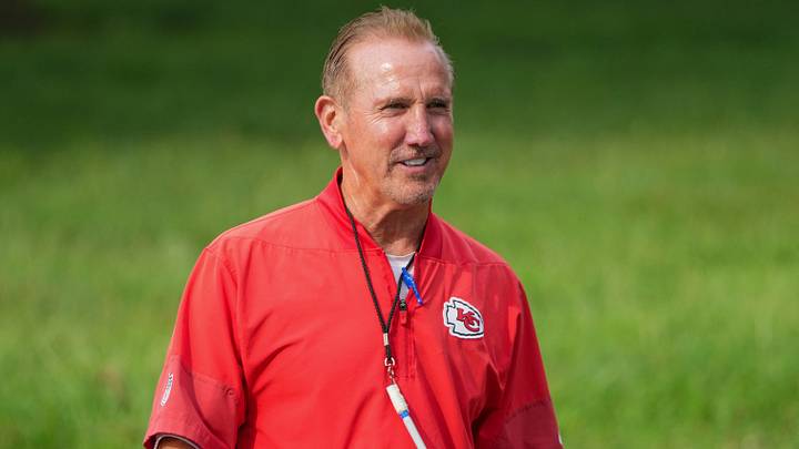 Jul 29, 2026; St. Joseph, MO, USA; Kansas City Chiefs defensive coordinator Steve Spagnuolo walks down the hill to the fields prior to training camp at Missouri Western State University. Mandatory Credit: Denny Medley-Imagn Images Jul 29, 2026; St. Joseph, MO, USA; Kansas City Chiefs defensive coordinator Steve Spagnuolo walks down the hill to the fields prior to training camp at Missouri Western State University. Mandatory Credit: Denny Medley-Imagn Images