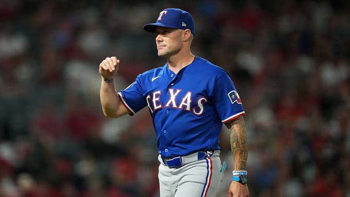 Texas Rangers manager Skip Schumaker. Texas Rangers manager Skip Schumaker.