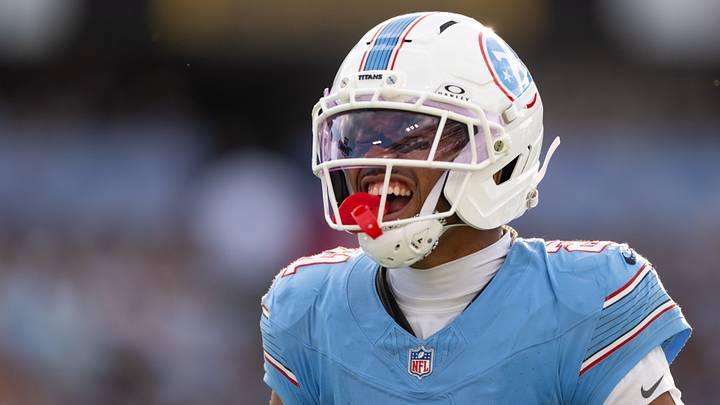 Aug 29, 2026; Nashville, Tennessee, USA; Tennessee Titans running back Dominique Richardson (21) celebrates a tackle for loss against the Chicago Bears during the first half at Nissan Stadium. Mandatory Credit: Steve Roberts-Imagn Images Aug 29, 2026; Nashville, Tennessee, USA; Tennessee Titans running back Dominique Richardson (21) celebrates a tackle for loss against the Chicago Bears during the first half at Nissan Stadium. Mandatory Credit: Steve Roberts-Imagn Images