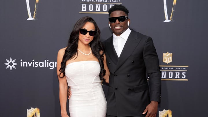 Miami Dolphins wide receiver Tyreek Hill with his wife Keeta Vaccaro on the red carpet before the NFL Honors ceremony. Miami Dolphins wide receiver Tyreek Hill with his wife Keeta Vaccaro on the red carpet before the NFL Honors ceremony.