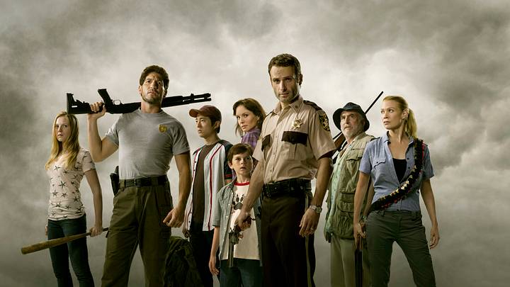 Amy (Emma Bell), Shane Walsh (Jon Bernthal), Glenn (Steven Yeun), Carl Grimes (Chandler Riggs), Lori Grimes (Sarah Wayne Callies), Rick Grimes (Andrew Lincoln), Dale (Jeffrey DeMunn), and Andrea (Laurie Holden) - The Walking Dead season 1 Amy (Emma Bell), Shane Walsh (Jon Bernthal), Glenn (Steven Yeun), Carl Grimes (Chandler Riggs), Lori Grimes (Sarah Wayne Callies), Rick Grimes (Andrew Lincoln), Dale (Jeffrey DeMunn), and Andrea (Laurie Holden) - The Walking Dead season 1