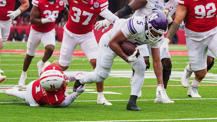 Ceyair Wright makes a tackle against Northwestern.