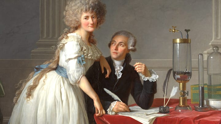 Jacques Louis David’s portrait of Antoine and Marie Anne Lavoisier. Antoine Lavoisier was a chemist during the Enlightenment who was later beheaded.
