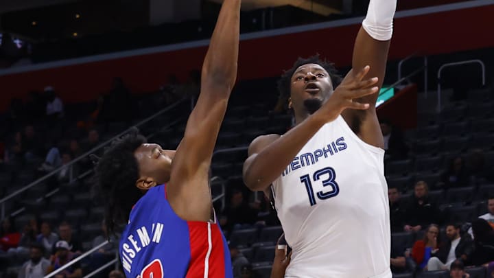 Dec 6, 2023; Detroit, Michigan, USA;  Memphis Grizzlies forward Jaren Jackson Jr. (13) shoots on