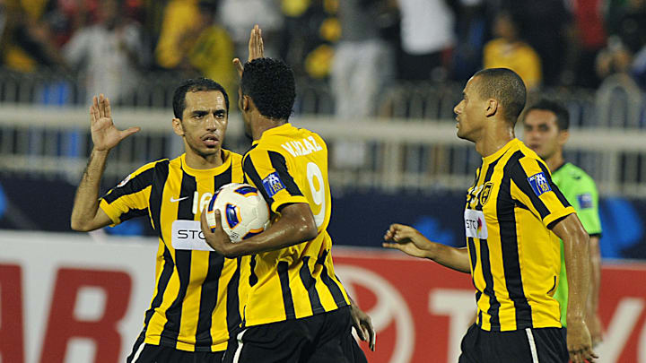 Saudi's Al Itihad club players celebrate Saudi's Al Itihad club players celebrate