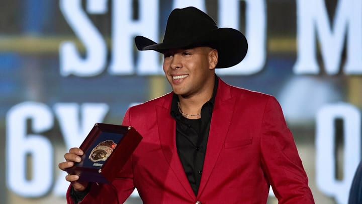 Shad Mayfield at the back number ceremony 