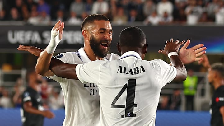 Le Real Madrid remporte la Supercoupe d'Europe grâce à Karim Benzema et David Alaba. Le Real Madrid remporte la Supercoupe d'Europe grâce à Karim Benzema et David Alaba.