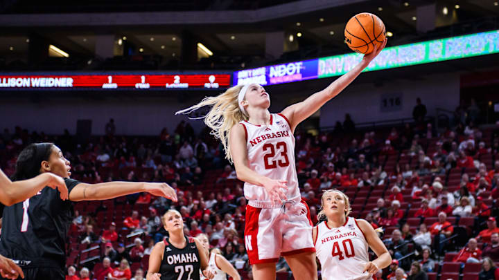 Britt Prince hits a layup in the second half against Omaha. 