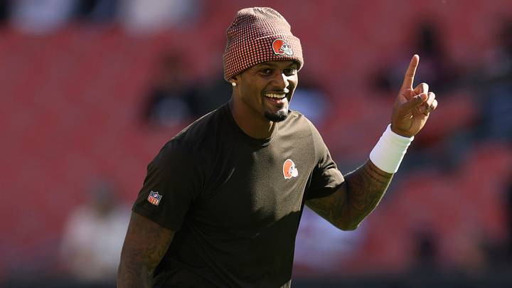 Oct 18, 2026; Cleveland, Ohio, USA; Cleveland Browns quarterback Deshaun Watson (4) warms up before the game against the Baltimore Ravens at Huntington Bank Field. Mandatory Credit: Scott Galvin-Imagn Images Oct 18, 2026; Cleveland, Ohio, USA; Cleveland Browns quarterback Deshaun Watson (4) warms up before the game against the Baltimore Ravens at Huntington Bank Field. Mandatory Credit: Scott Galvin-Imagn Images