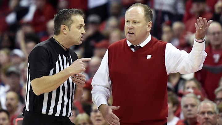 Wisconsin Badgers head coach Greg Gard during their matchup against the Marquette Golden Eagles.