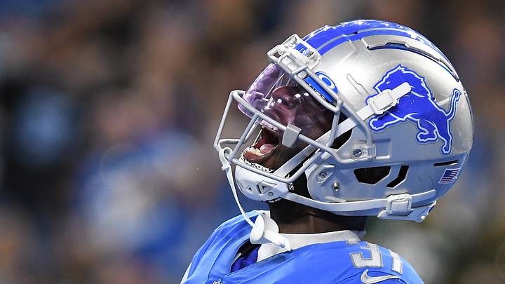 Detroit Lions safety Kerby Joseph (31) celebrates