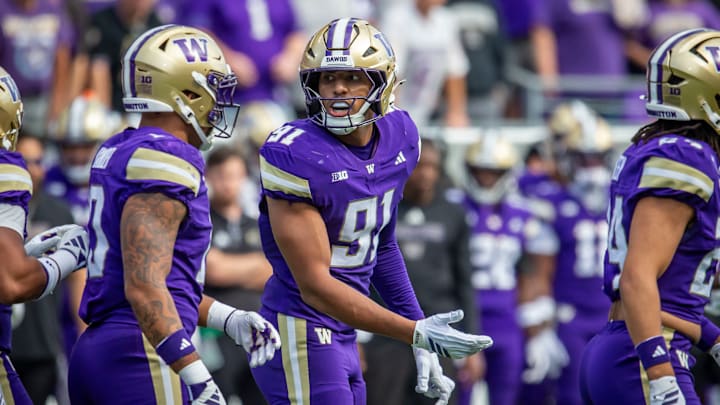 Isaiah Ward (91) likely is the leading candidate to start at UW edge rusher if Zach Durfee is unavailable. Isaiah Ward (91) likely is the leading candidate to start at UW edge rusher if Zach Durfee is unavailable.