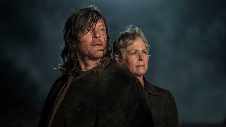 Norman Reedus as Daryl Dixon and Melissa McBride as Carol Peletier in The Walking Dead: Daryl Dixon Season 3, Episode 7 – Photo Credit: Carla Oset/AMC