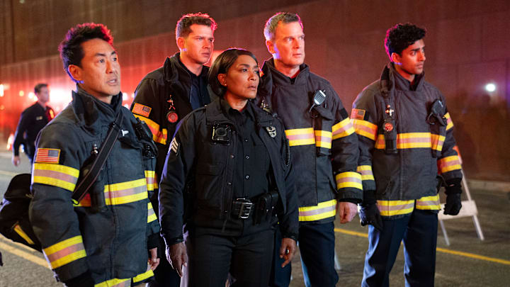 9-1-1 - ÒInvisibleÓ - After the 118 responds to several calls from the same person, Hen steps in to offer them advice. Meanwhile, Eddie confronts his parents and takes a big step in his relationship with his son. THURSDAY, APRIL 3 (8:00-9:00 p.m. EDT), on ABC. (Disney/Christopher Willard)
KENNETH CHOI, OLIVER STARK, ANGELA BASSETT, PETER KRAUSE, ANIRUDH PISHARODY